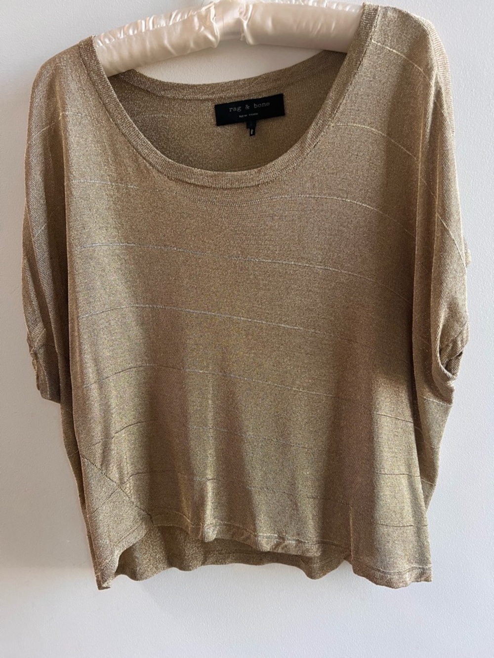 rag & bone Shimmery Gold Short Sleeve Knit Top